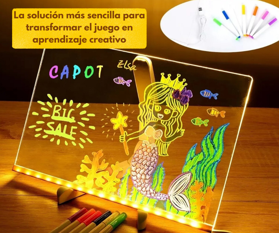 CreatiGlow® Pizarra LED acrílica creativa con efecto neón
