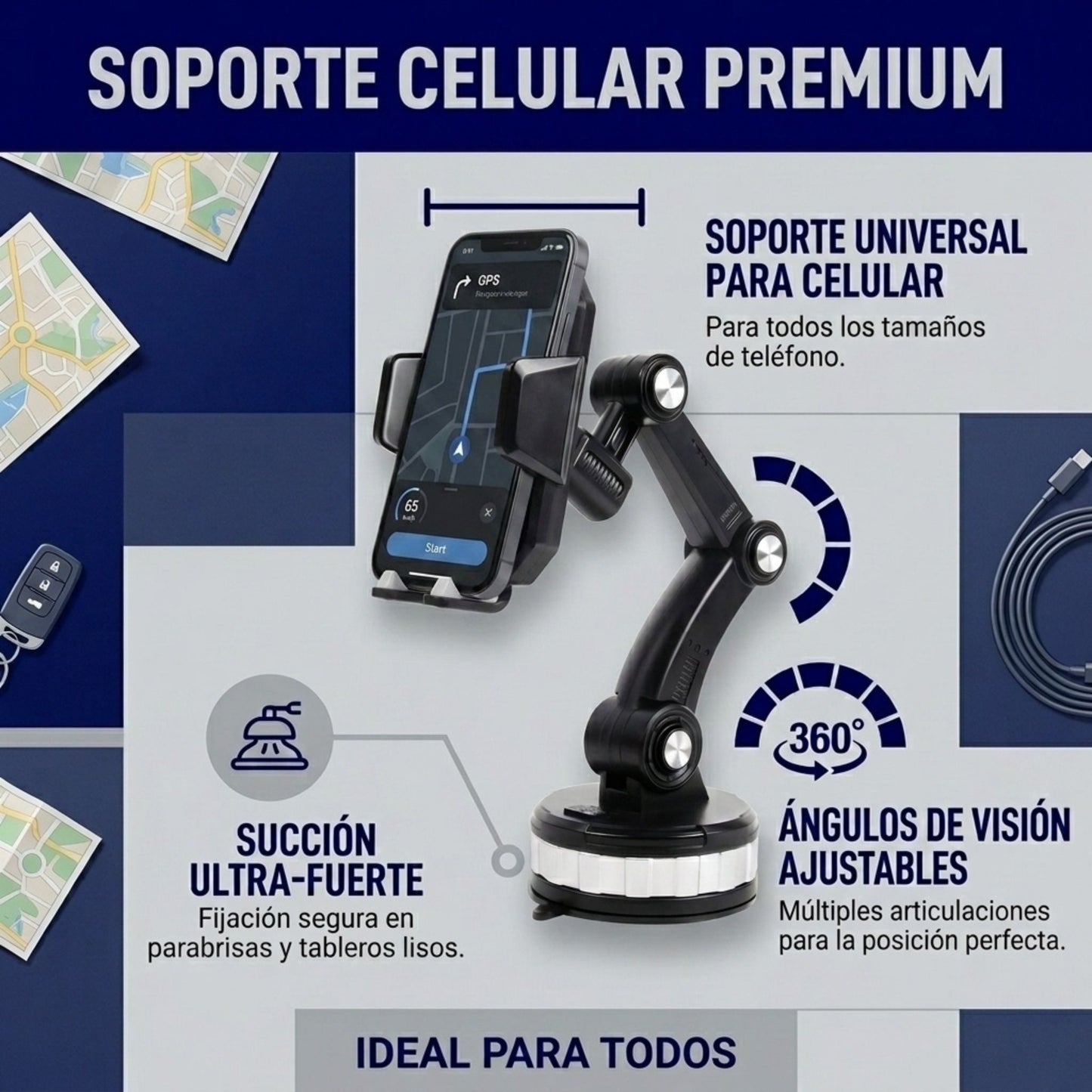 Grip360 - Soporte de celular firme, incluso con calor ⭐⭐⭐⭐⭐