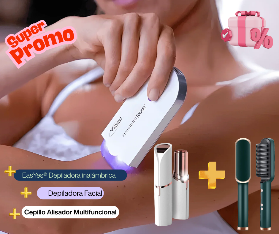 Super Pack Belleza: EasYes® Depiladora Inalambrica + Depiladora Facial + Cepillo alisador