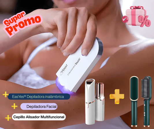 Super Pack Belleza: EasYes® Depiladora Inalambrica + Depiladora Facial + Cepillo alisador