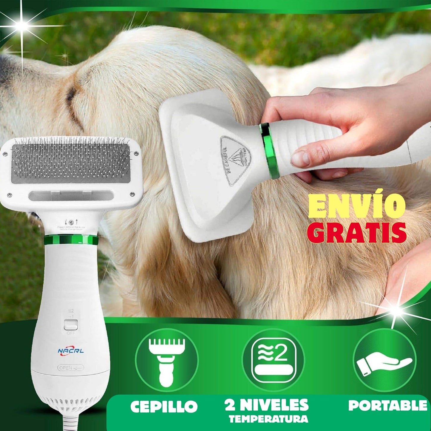 Cepillo TurboDry® Con Vaporizador Para Tus Mascotas