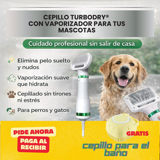 Cepillo TurboDry® Con Vaporizador Para Tus Mascotas