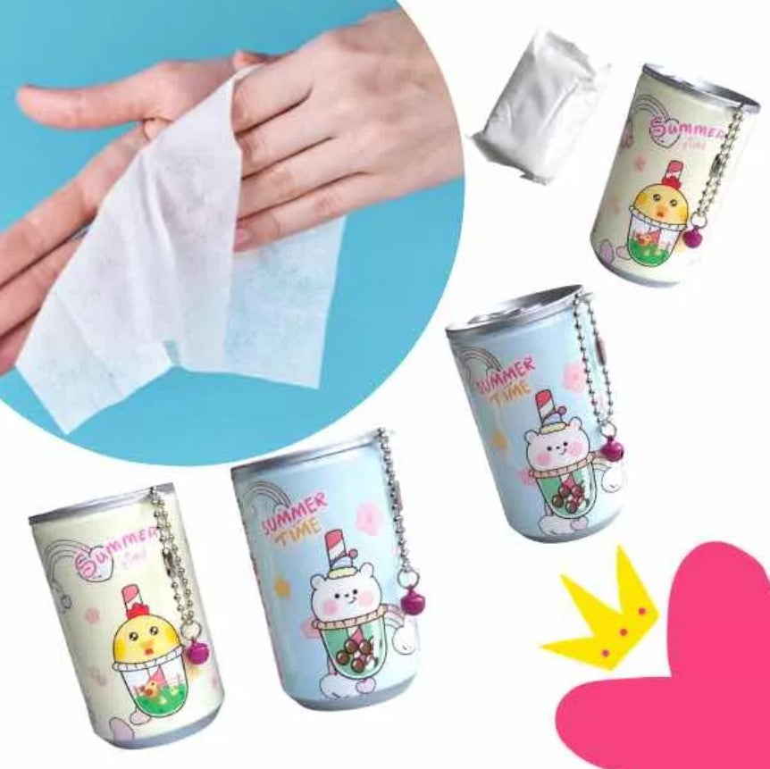 ¡PACK FAMILIAR TOALLITAS HÚMEDAS TRANSPORTABLES X 4 CON DISEÑO KAWAI!